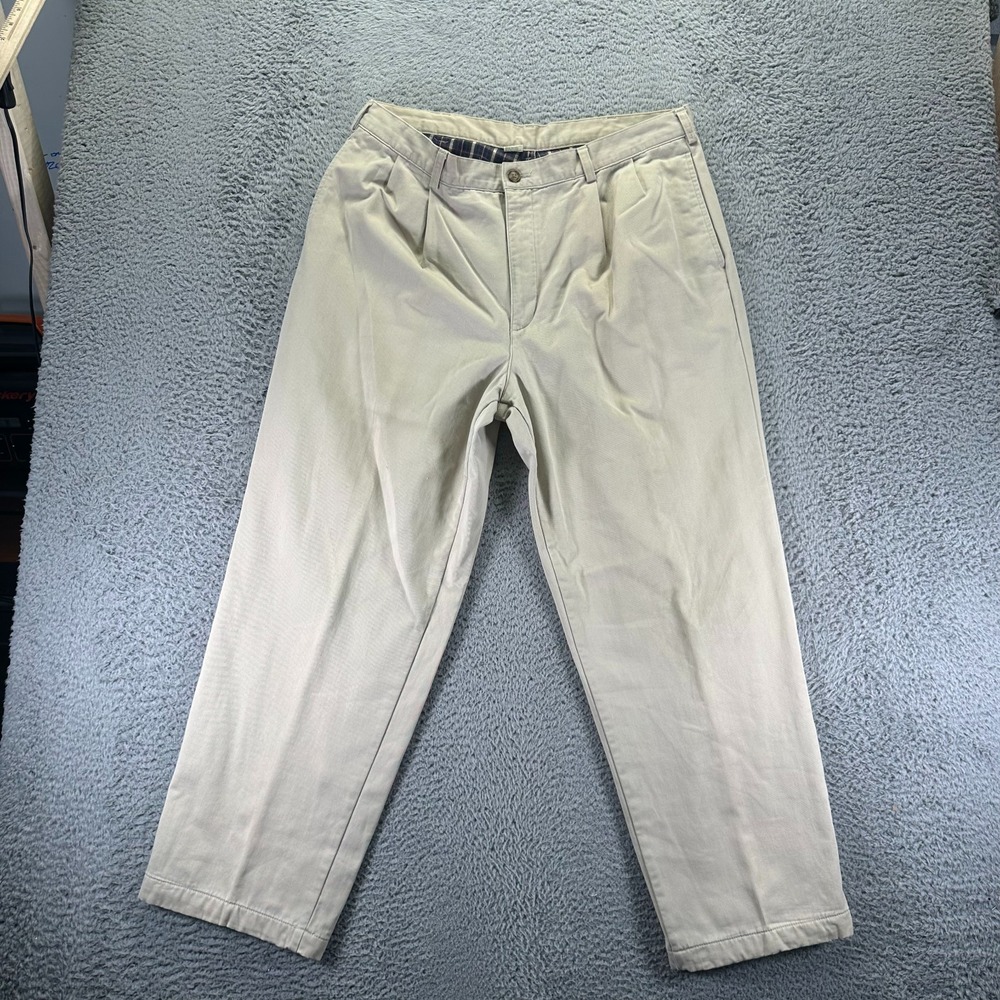 L.L.Bean Double L Pant Mens 38x29 Brown Cotton Chino Straight Preppy‎ Business
